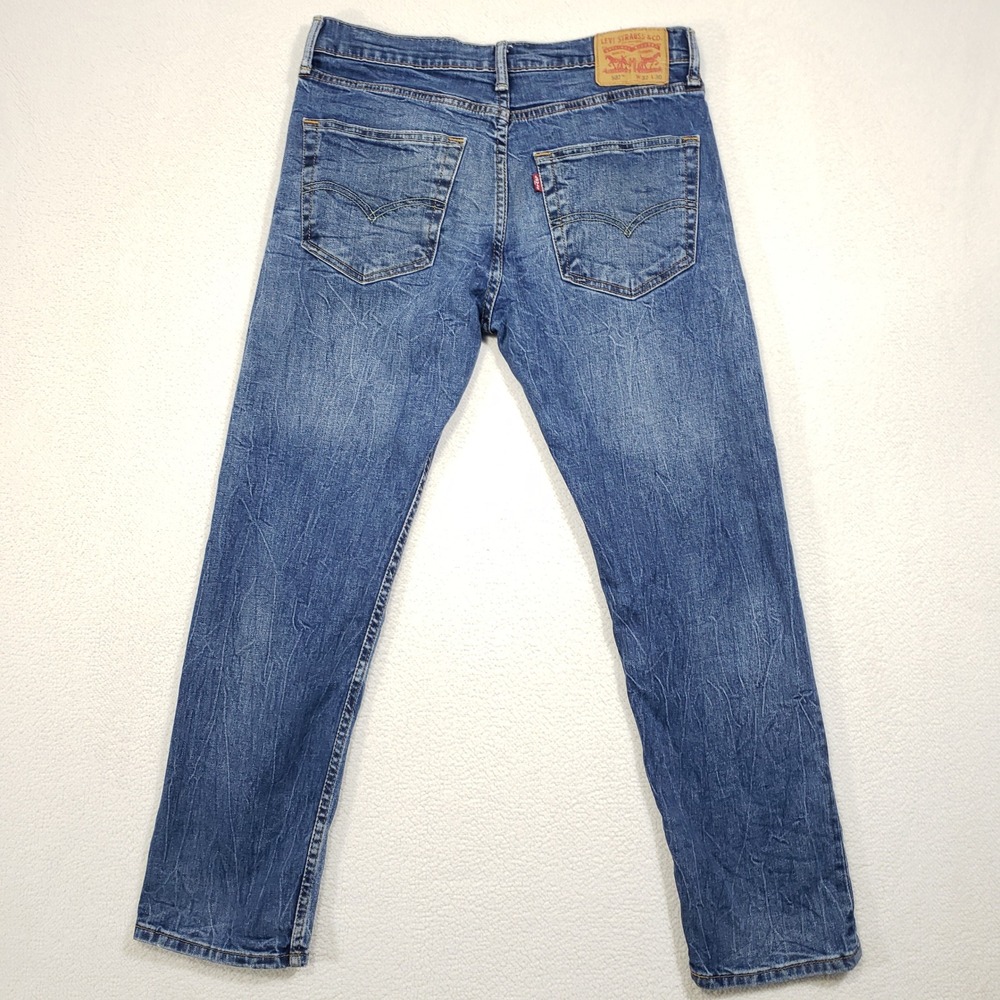 Levi's 502 Jeans Mens 32x30 Blue Regular Taper Medium Wash Lightning Fade Denim - Picture 6 of 14